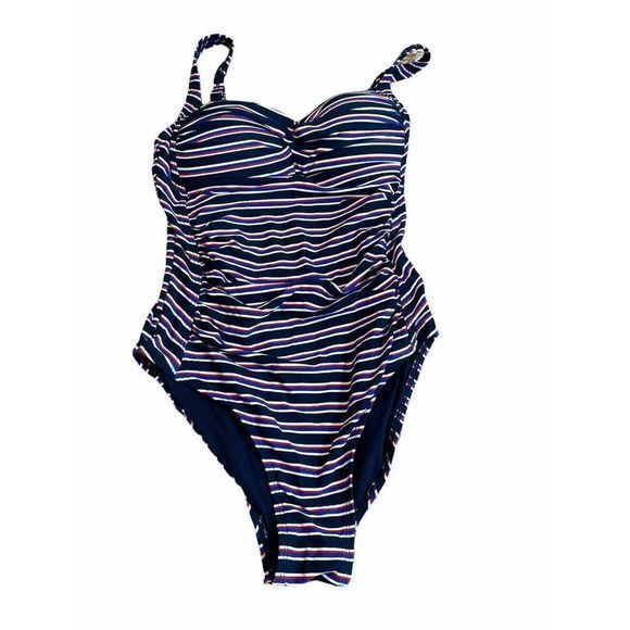 Nip Tuck Boutique Swimsuit Women's Size 4 One Piece Slimming Striped Lined Top